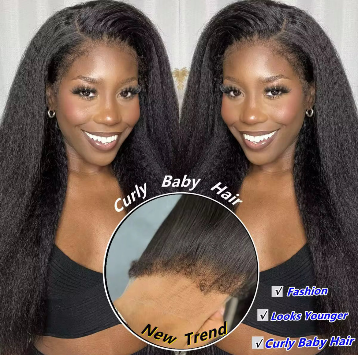 Kinky Yaki Straight Brazilian Wig