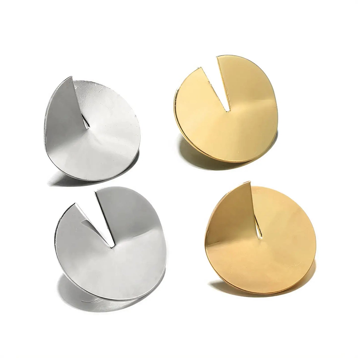 Lushella Beauty Coin Earrings – Elegant Gold and Silver Design