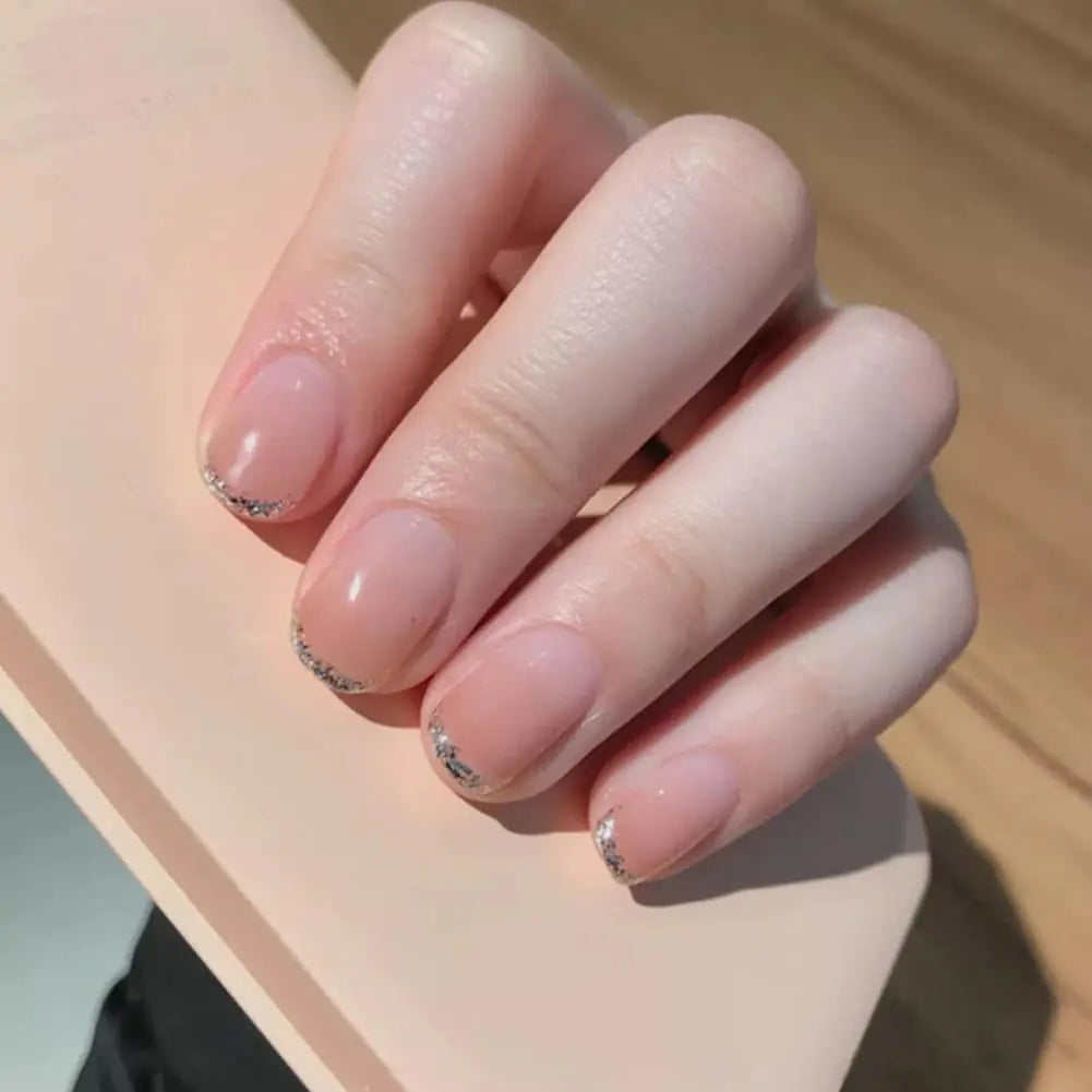 NailStyle 24Pcs White Ombre Nails – Stunning French Glitter Tips