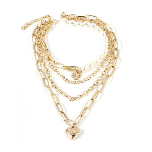 Lushella Beauty Jester Necklace – Elegant Pearl Heart Pendant