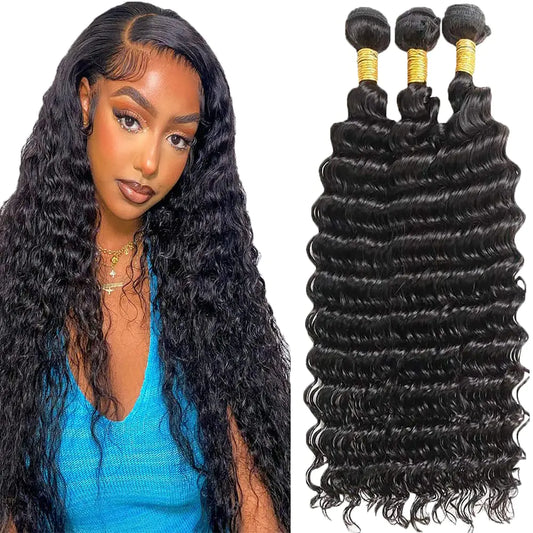 Luxury Hair Deep Wave Bundles – Unprocessed Brazilian Virgin Hair 24 Inch
