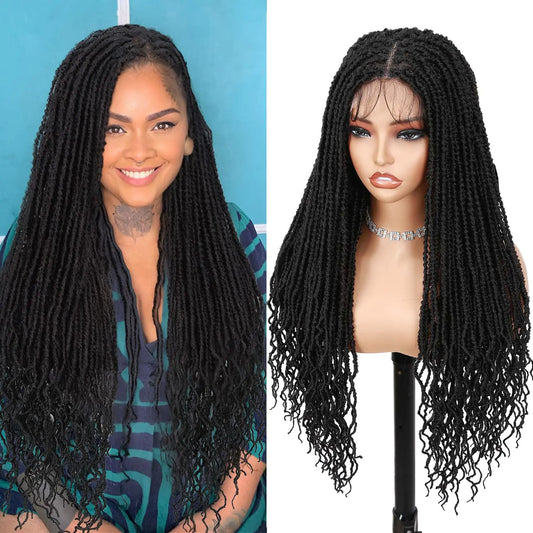 Fancy Hair Full Lace Faux Locs Wig – Elegant 28-Inch Style