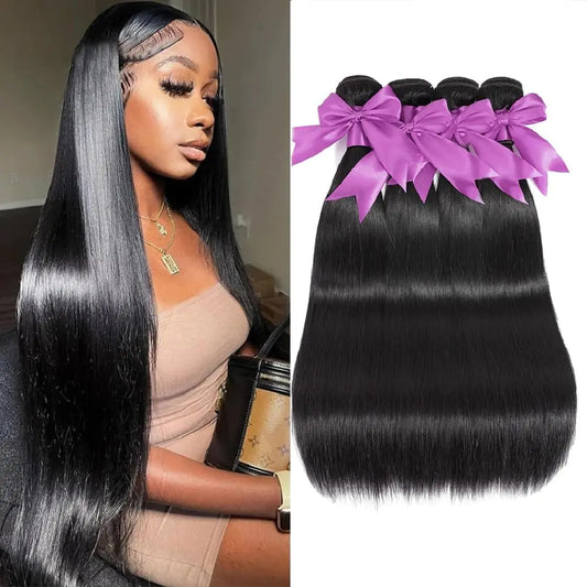 Luxury Hair 12A Straight Brazilian Human Hair Bundles – 100 Percent Unprocessed Virgin Remy Hair