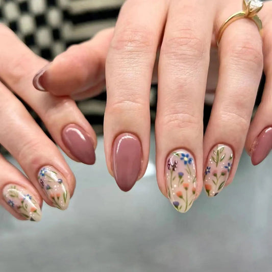 AutumnNail Co 30 Pcs Press On Nails – Beautiful Floral Design