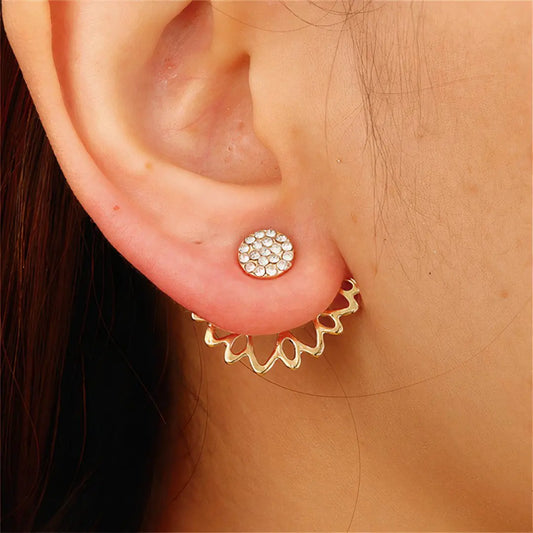 Lushella Beauty Crystal Gold Earrings – Versatile Flower Jackets