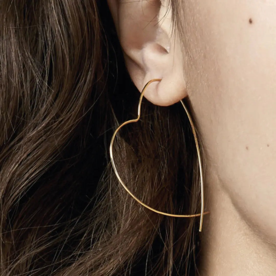 Lushella Beauty Hannah Gold Threader Earrings – Lightweight Heart Design