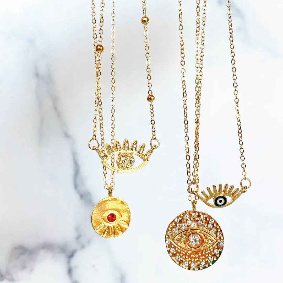 Lushella Beauty Evil Eye Necklace – Protective Rhinestone Design
