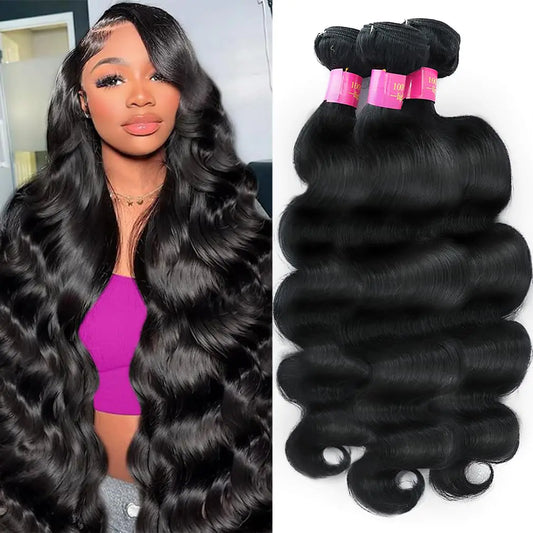 YourBrand 22 24 26 Inch Human Hair Bundles – 100 Percent Unprocessed Body Wave Texture
