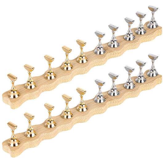 Tbestmax 2 Sets Nail Holder Stand for Press On Nails Display Wooden Wave Shape Holder