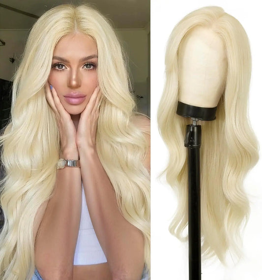 Cuiud Blonde Lace Front Wig – Seamless 28 Inch Wavy Elegance