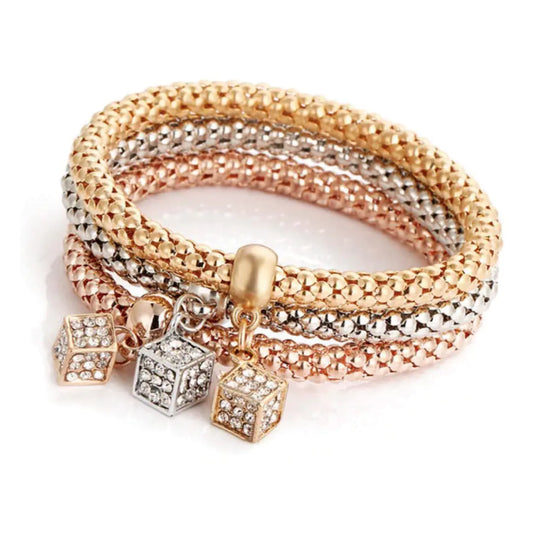 Lushella Beauty GSR Bracelet Set – Elegant Metal Tone Design