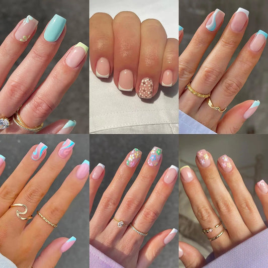 NailArt Glamour Press On Nails – Elegant Flower Design Set