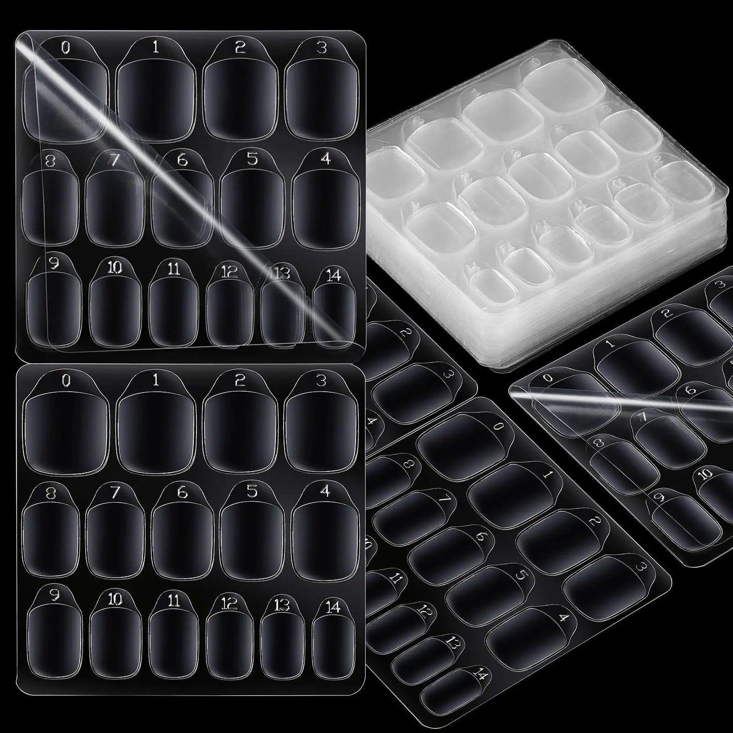Teenitor 300pcs Nail Adhesive Tabs for Press On Nails 15 Sizes Super Thin Nail Sticky Tabs 20 Sheets