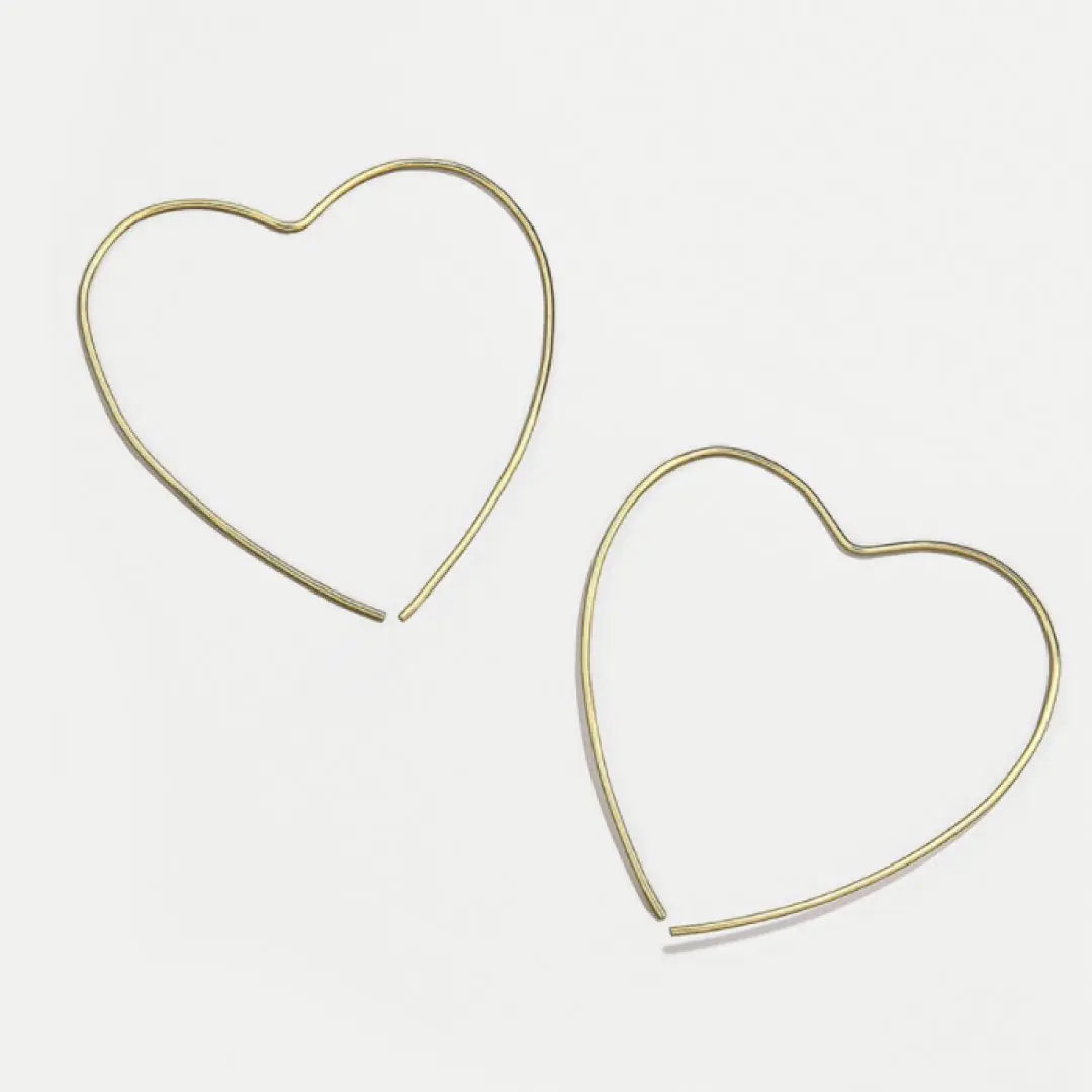Lushella Beauty Hannah Gold Threader Earrings – Lightweight Heart Design