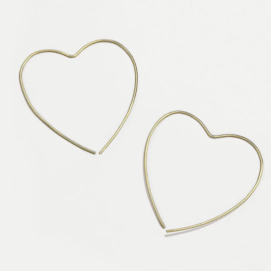 Lushella Beauty Hannah Gold Threader Earrings – Lightweight Heart Design