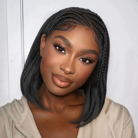 WIGER 13x4 Straight Bob Wig – Seamless Cornrow Braids Design