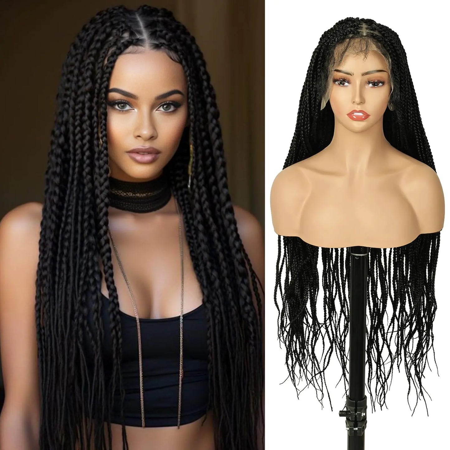 Queentas 40 Inch Lace Front Braided Wig – Stunning Boho Style