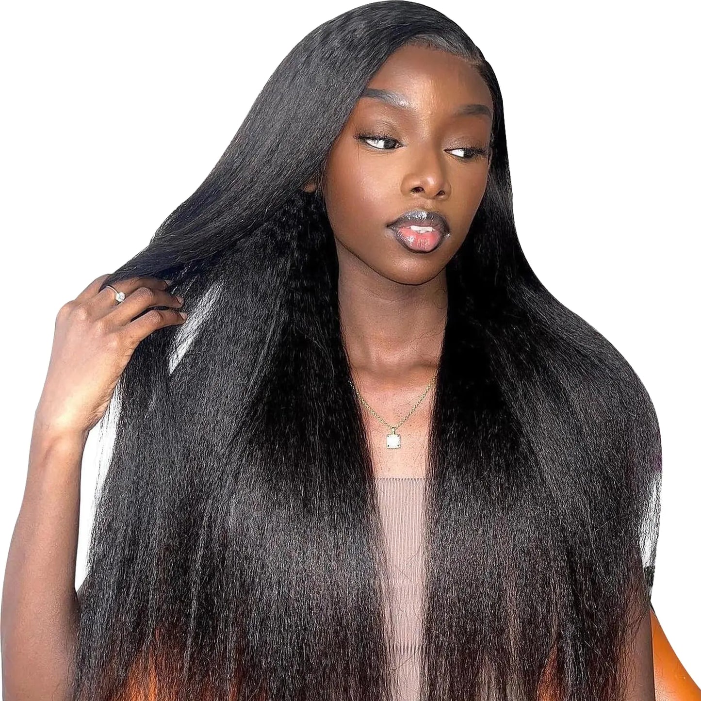 Lushella Beauty V Part Wig 26 Inch – Glueless Kinky Straight Style