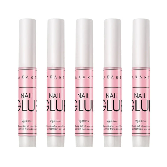 Makartt Super Strong Nail Glue for Press On Nails Acrylic Nails Nail Tips Glue Long Lasting Adhesive for Fake Nails and Broken Nails Repair 0.07oz 5Pcs