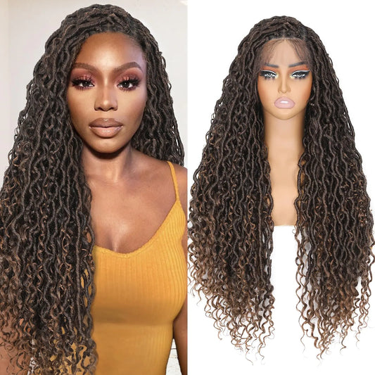 Hanne Full Lace Faux Locs Wig – 30 Inch Knotless Braided Style
