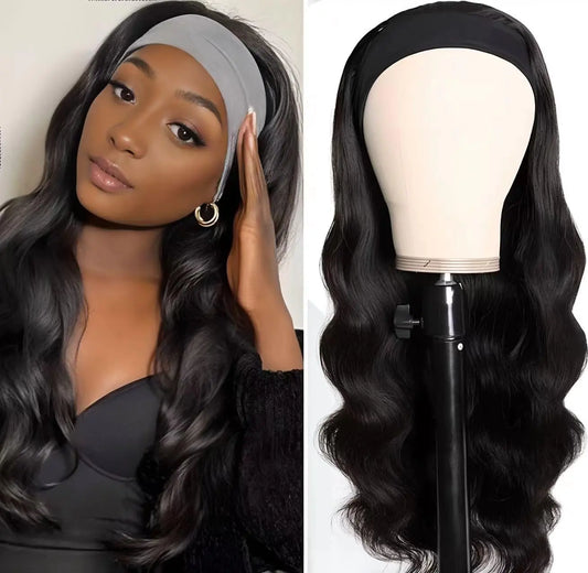 Jkahh Headband Wig Human Hair Body Wave Wigs for Black Women Glueless Brazilian Virgin Hair Wig 180 Percent Density 12 Inch Natural Color