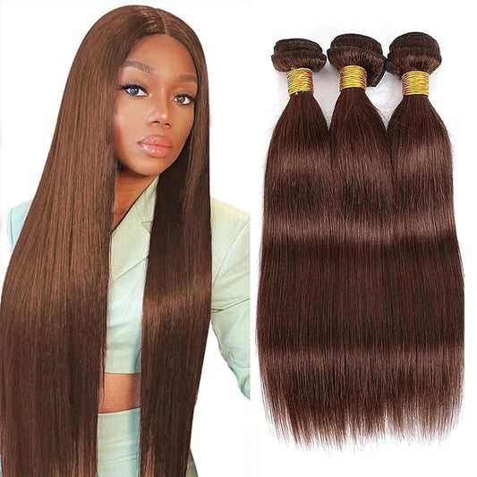 Luxury Hair Chocolate Brown Straight Bundles – Tangle Free and Soft Unprocessed Brazilian Virgin Hair